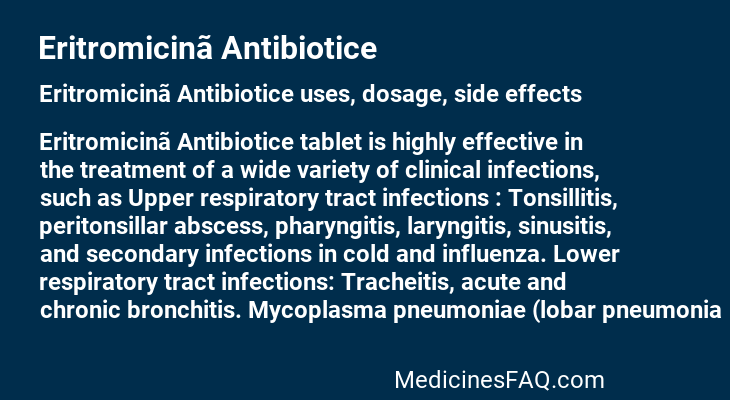 Eritromicinã Antibiotice