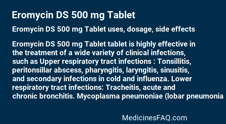 Eromycin DS 500 mg Tablet