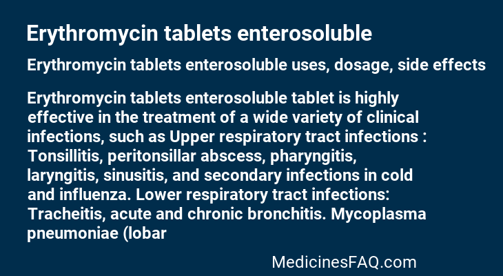 Erythromycin tablets enterosoluble