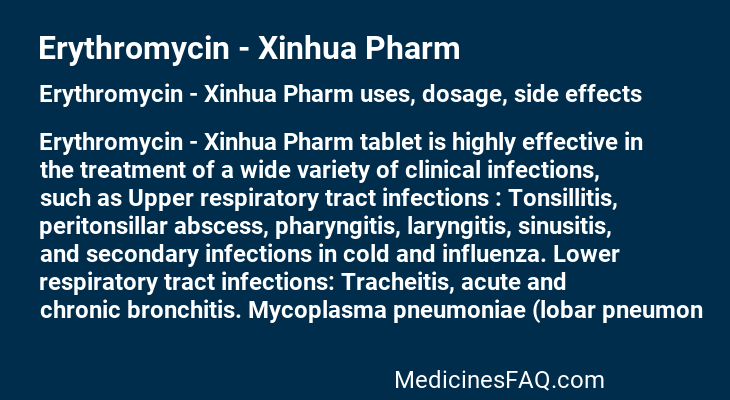 Erythromycin - Xinhua Pharm