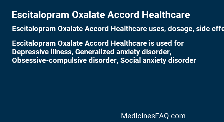 Escitalopram Oxalate Accord Healthcare