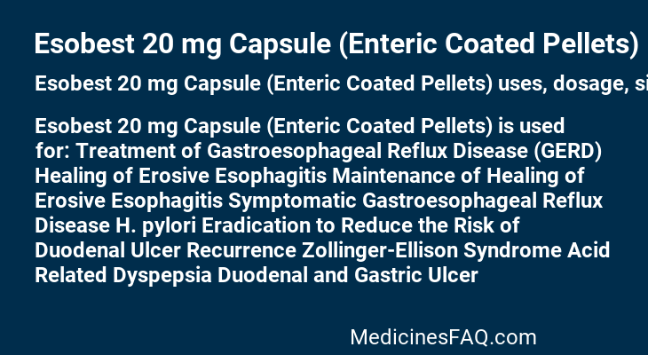 Esobest 20 mg Capsule (Enteric Coated Pellets)