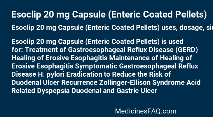 Esoclip 20 mg Capsule (Enteric Coated Pellets)