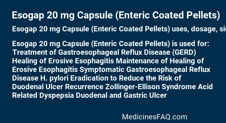 Esogap 20 mg Capsule (Enteric Coated Pellets)