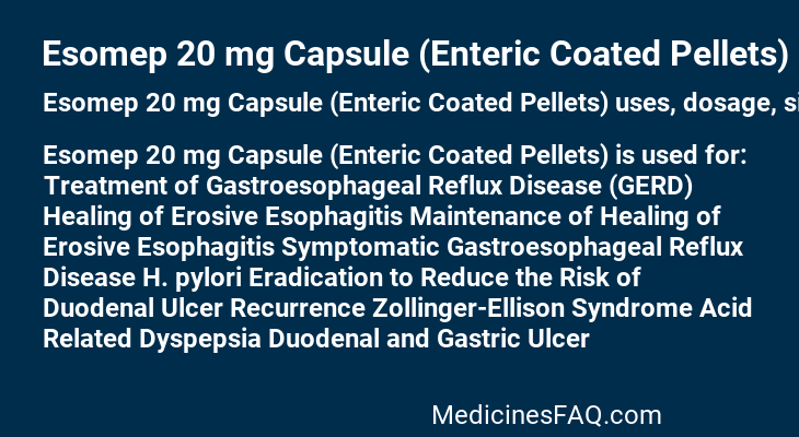 Esomep 20 mg Capsule (Enteric Coated Pellets)