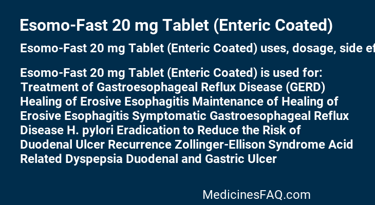 Esomo-Fast 20 mg Tablet (Enteric Coated)