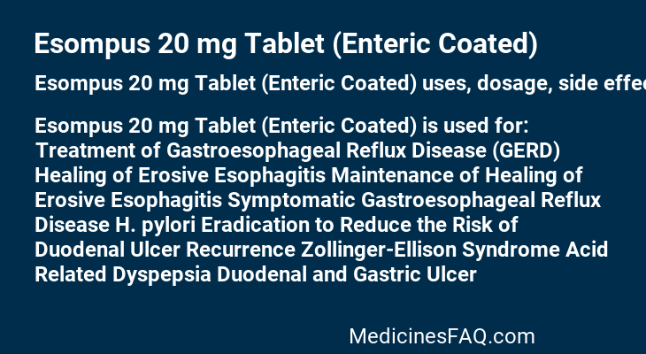 Esompus 20 mg Tablet (Enteric Coated)