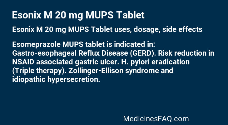 Esonix M 20 mg MUPS Tablet