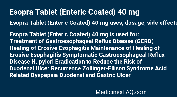 Esopra Tablet (Enteric Coated) 40 mg