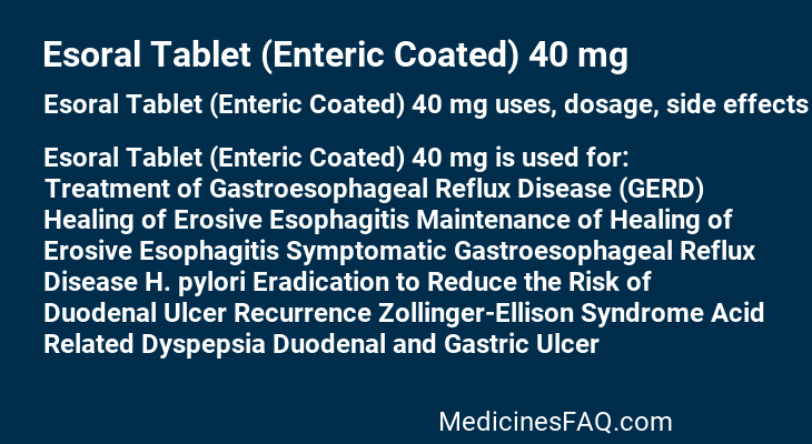 Esoral Tablet (Enteric Coated) 40 mg