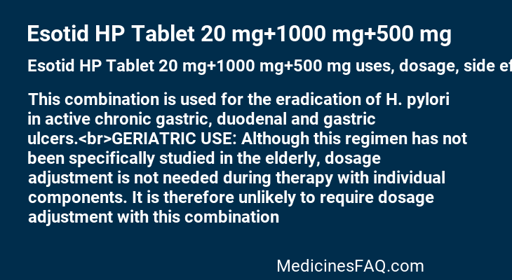 Esotid HP Tablet 20 mg+1000 mg+500 mg