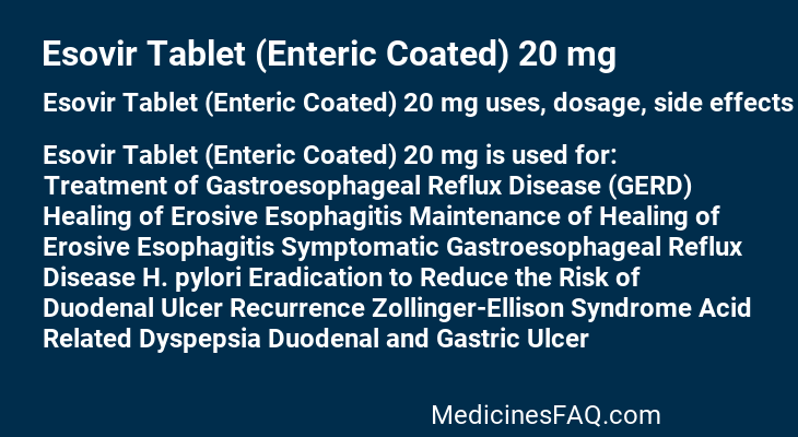 Esovir Tablet (Enteric Coated) 20 mg