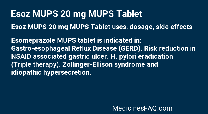 Esoz MUPS 20 mg MUPS Tablet