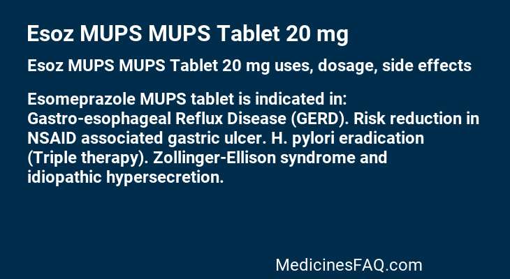 Esoz MUPS MUPS Tablet 20 mg