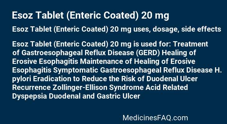 Esoz Tablet (Enteric Coated) 20 mg