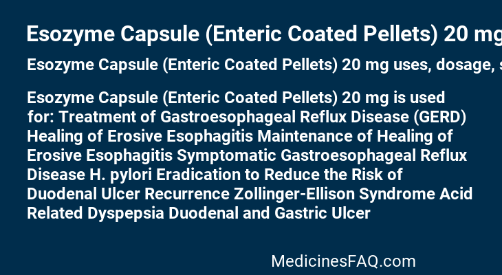 Esozyme Capsule (Enteric Coated Pellets) 20 mg