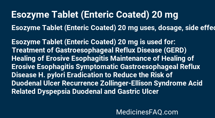 Esozyme Tablet (Enteric Coated) 20 mg