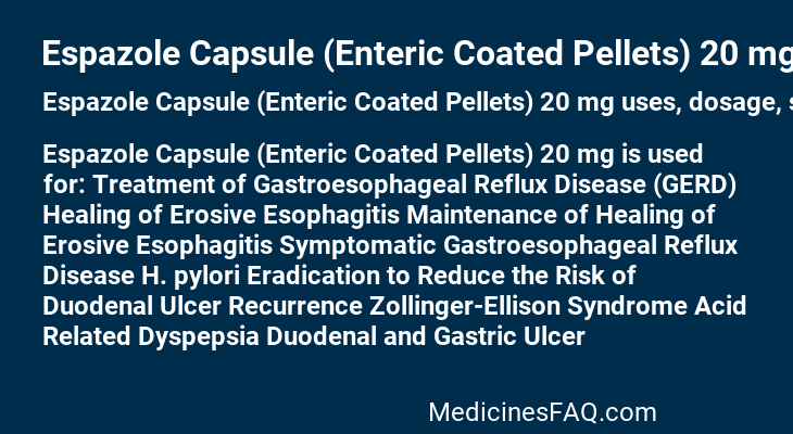 Espazole Capsule (Enteric Coated Pellets) 20 mg