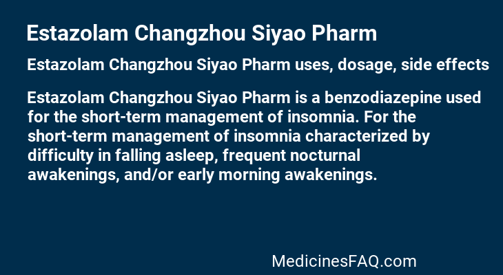 Estazolam Changzhou Siyao Pharm