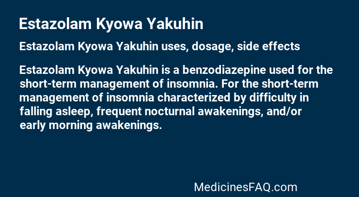 Estazolam Kyowa Yakuhin