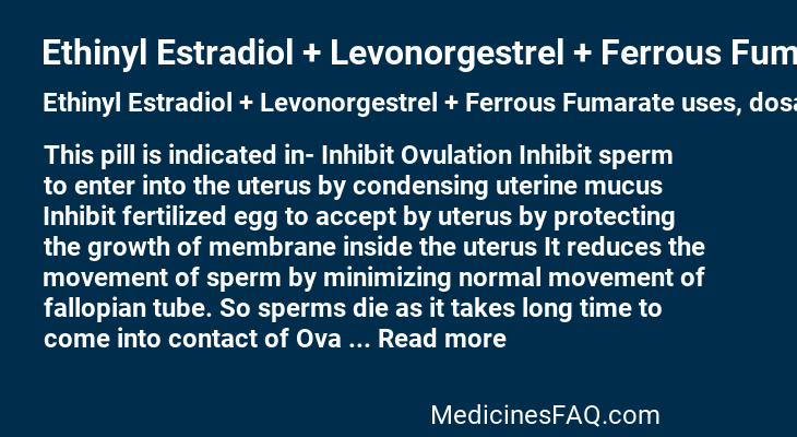 Ethinyl Estradiol + Levonorgestrel + Ferrous Fumarate