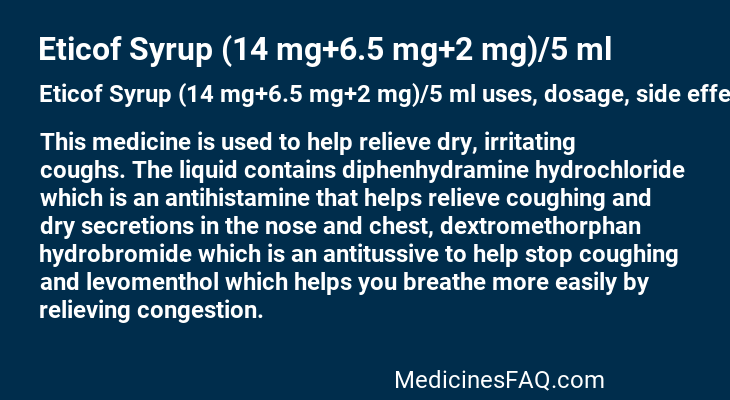 Eticof Syrup (14 mg+6.5 mg+2 mg)/5 ml