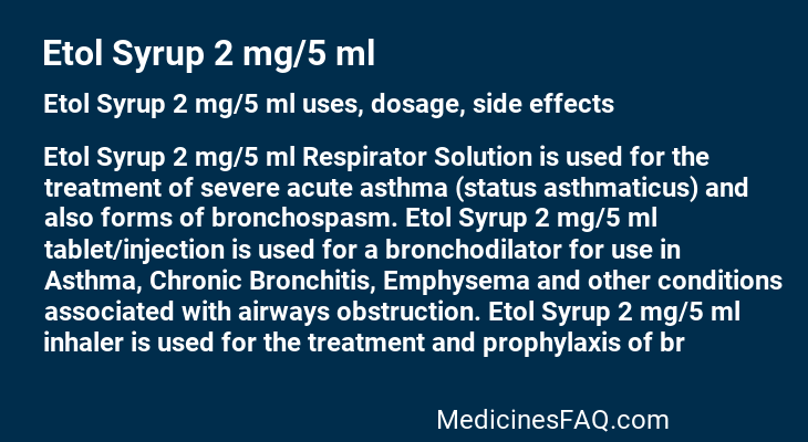 Etol Syrup 2 mg/5 ml