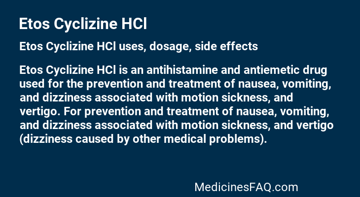 Etos Cyclizine HCl