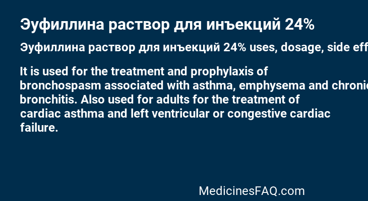 Эуфиллина раствор для инъекций 24%