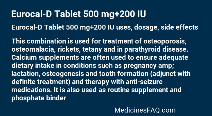 Eurocal-D Tablet 500 mg+200 IU