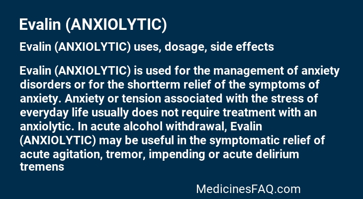 Evalin (ANXIOLYTIC)