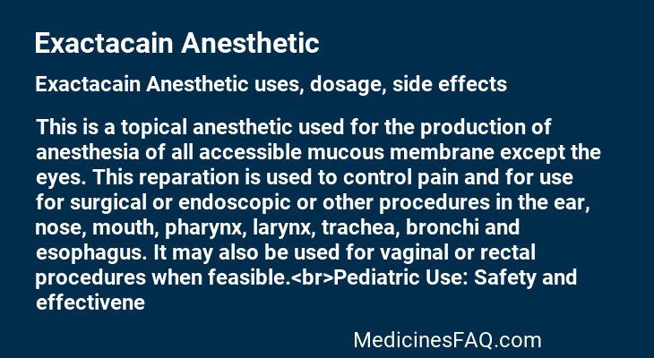 Exactacain Anesthetic