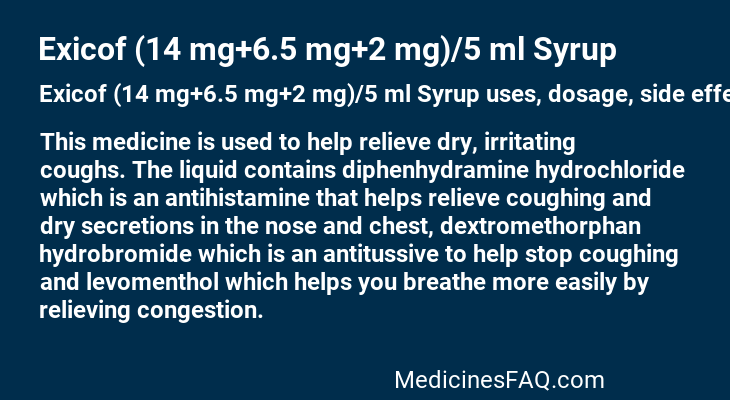 Exicof (14 mg+6.5 mg+2 mg)/5 ml Syrup