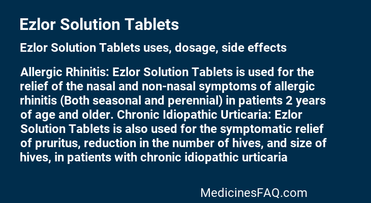 Ezlor Solution Tablets