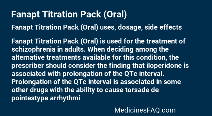 Fanapt Titration Pack (Oral)