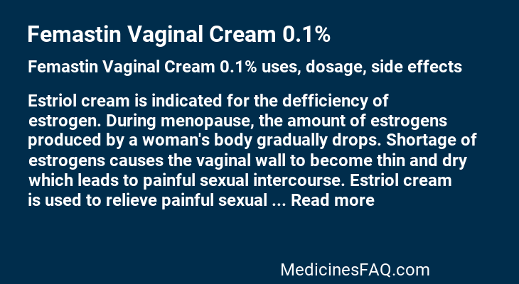 Femastin Vaginal Cream 0.1%