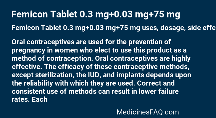 Femicon Tablet 0.3 mg+0.03 mg+75 mg