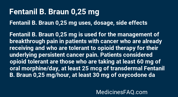 Fentanil B. Braun 0,25 mg