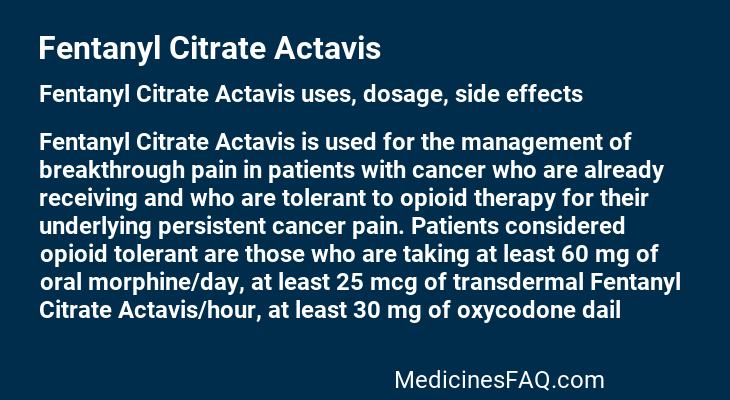 Fentanyl Citrate Actavis