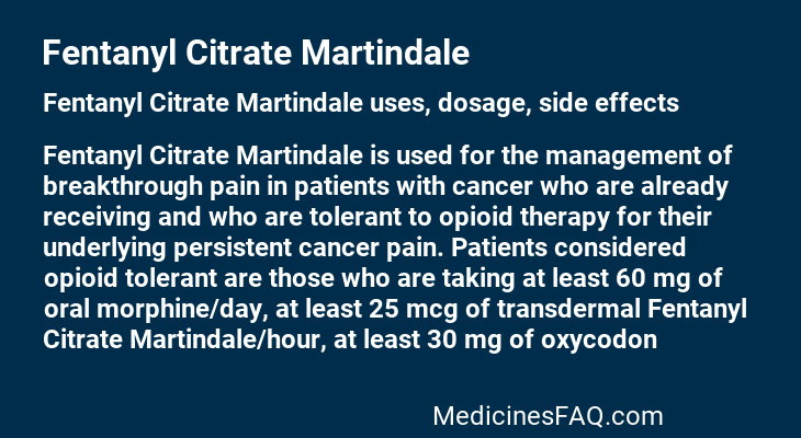 Fentanyl Citrate Martindale