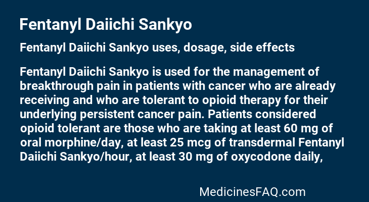 Fentanyl Daiichi Sankyo