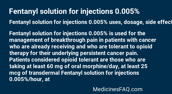 Fentanyl solution for injections 0.005%