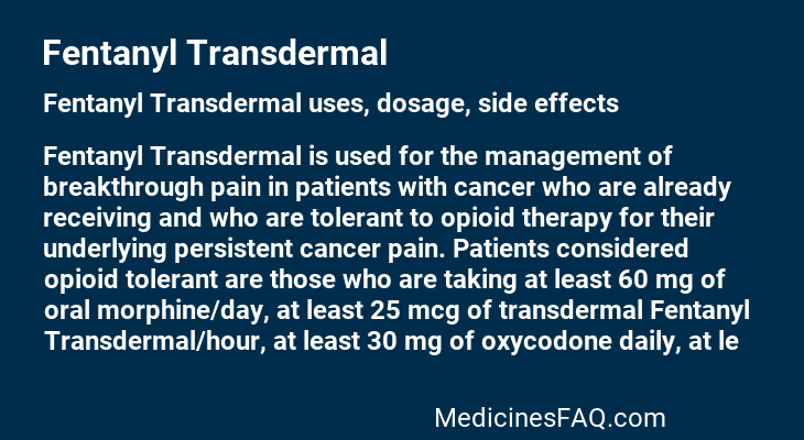 Fentanyl Transdermal