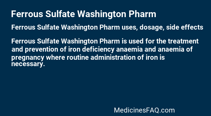 Ferrous Sulfate Washington Pharm