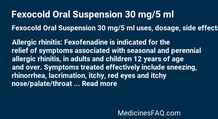 Fexocold Oral Suspension 30 mg/5 ml