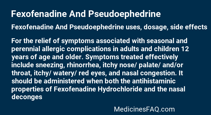 Fexofenadine And Pseudoephedrine