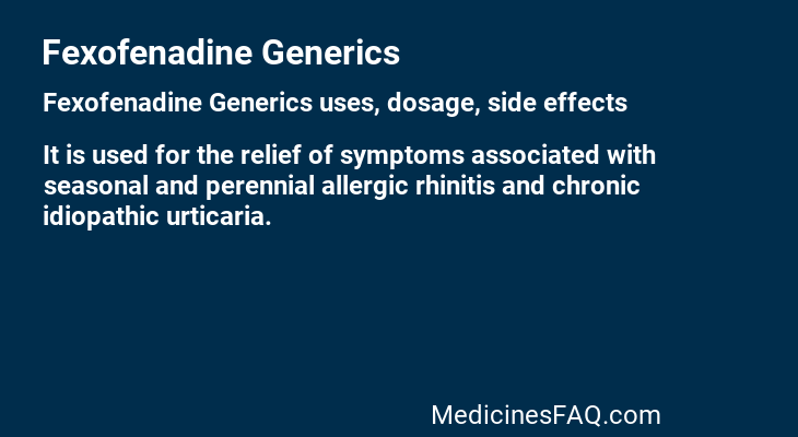 Fexofenadine Generics