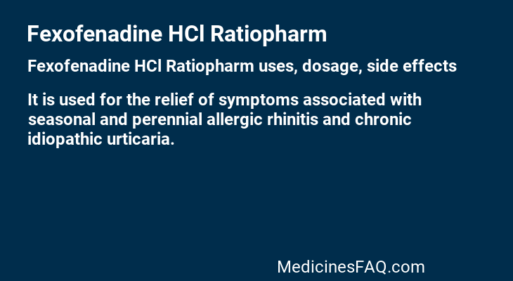 Fexofenadine HCl Ratiopharm