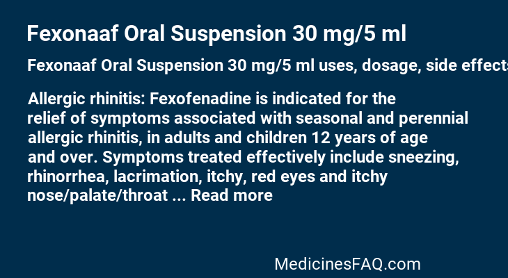 Fexonaaf Oral Suspension 30 mg/5 ml