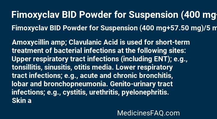 Fimoxyclav BID Powder for Suspension (400 mg+57.50 mg)/5 ml